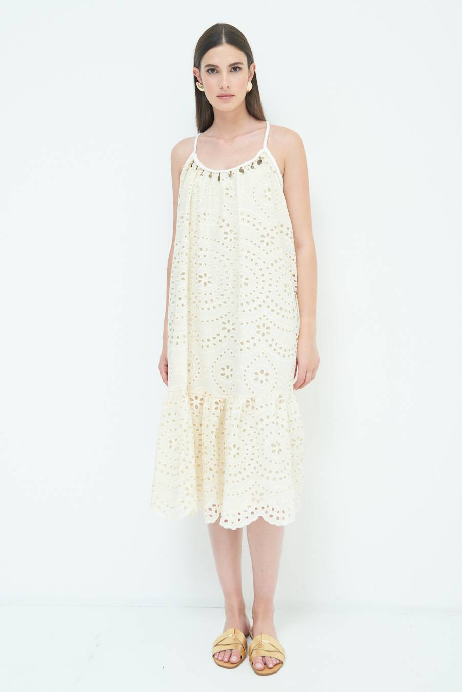 Kikisix ABITO SANGALLO CON MONETE BEIGE Presa