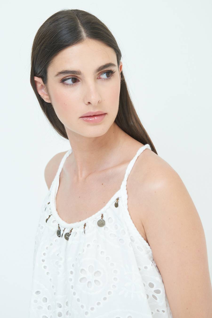 Kikisix ABITO SANGALLO CON MONETE BIANCO Sconto