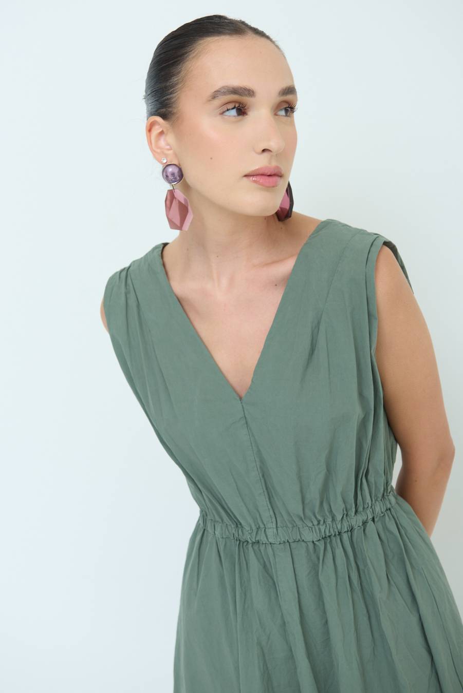 Kikisix ABITO MIDI CON ELASTICO VERDE MILITARE Vendita Calda