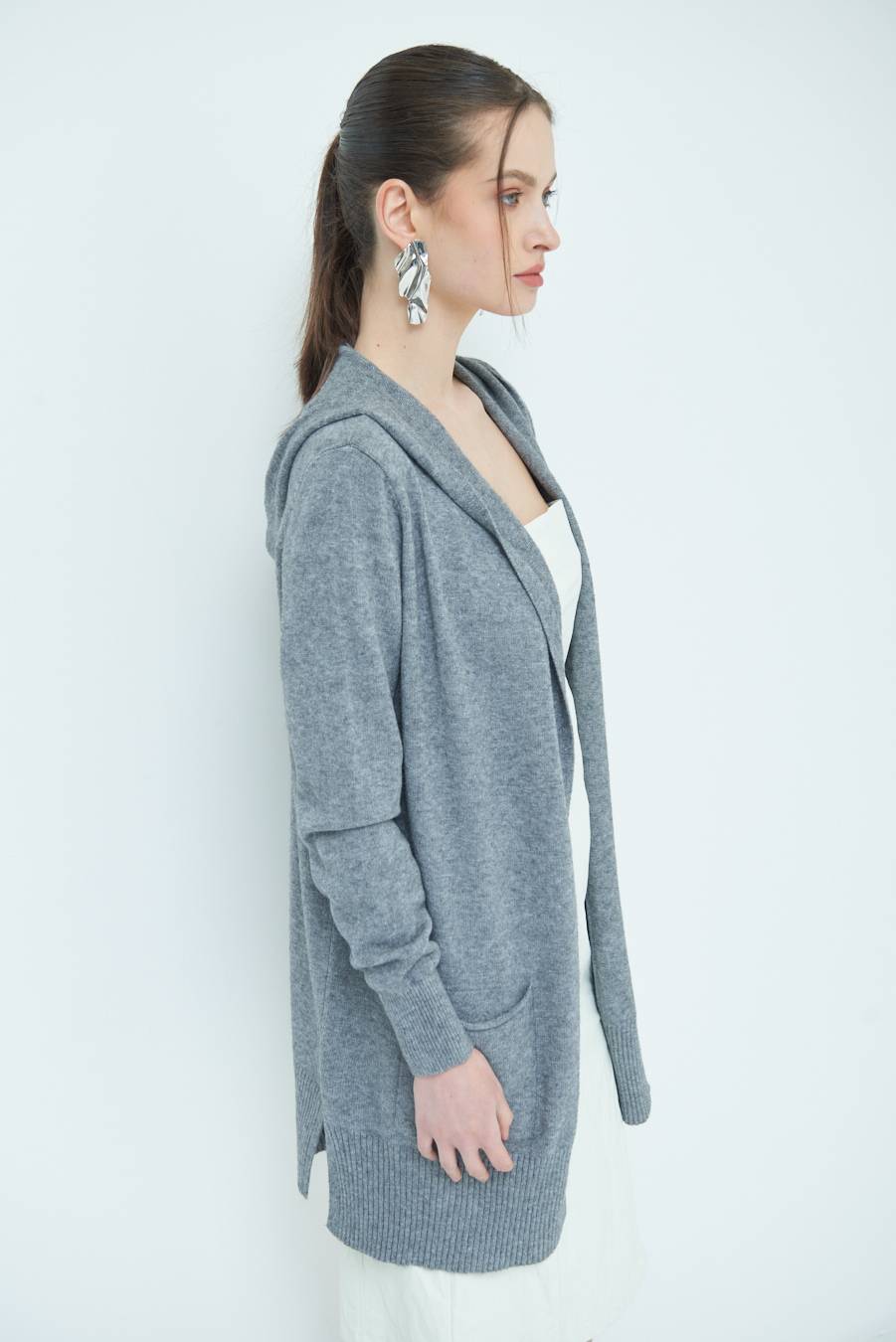Kikisix CARDIGAN CON DUE TASCHE GRIGIO Vendite Flash