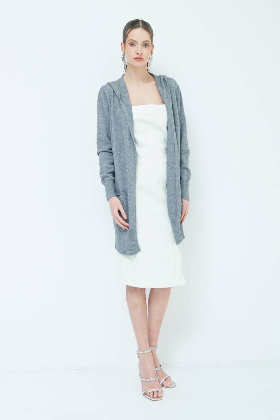 Kikisix CARDIGAN CON DUE TASCHE GRIGIO Vendite Flash