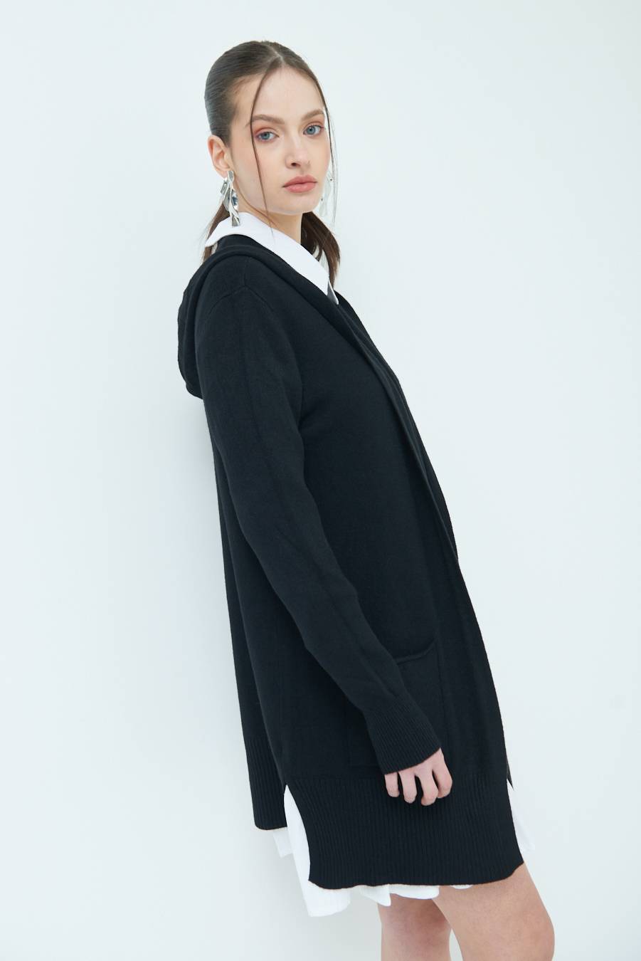 Kikisix CARDIGAN CON DUE TASCHE NERO In Saldo