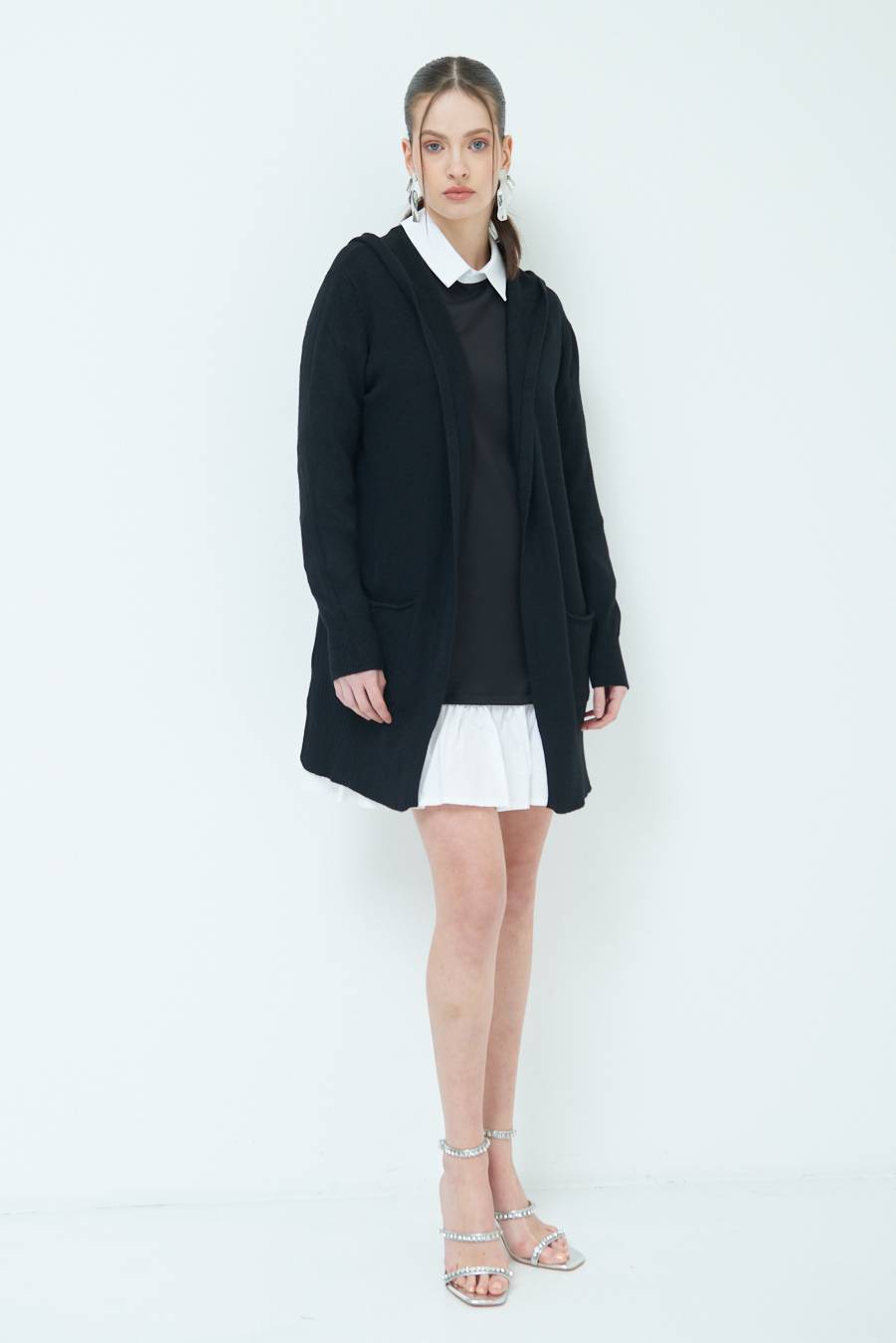 Kikisix CARDIGAN CON DUE TASCHE NERO In Saldo