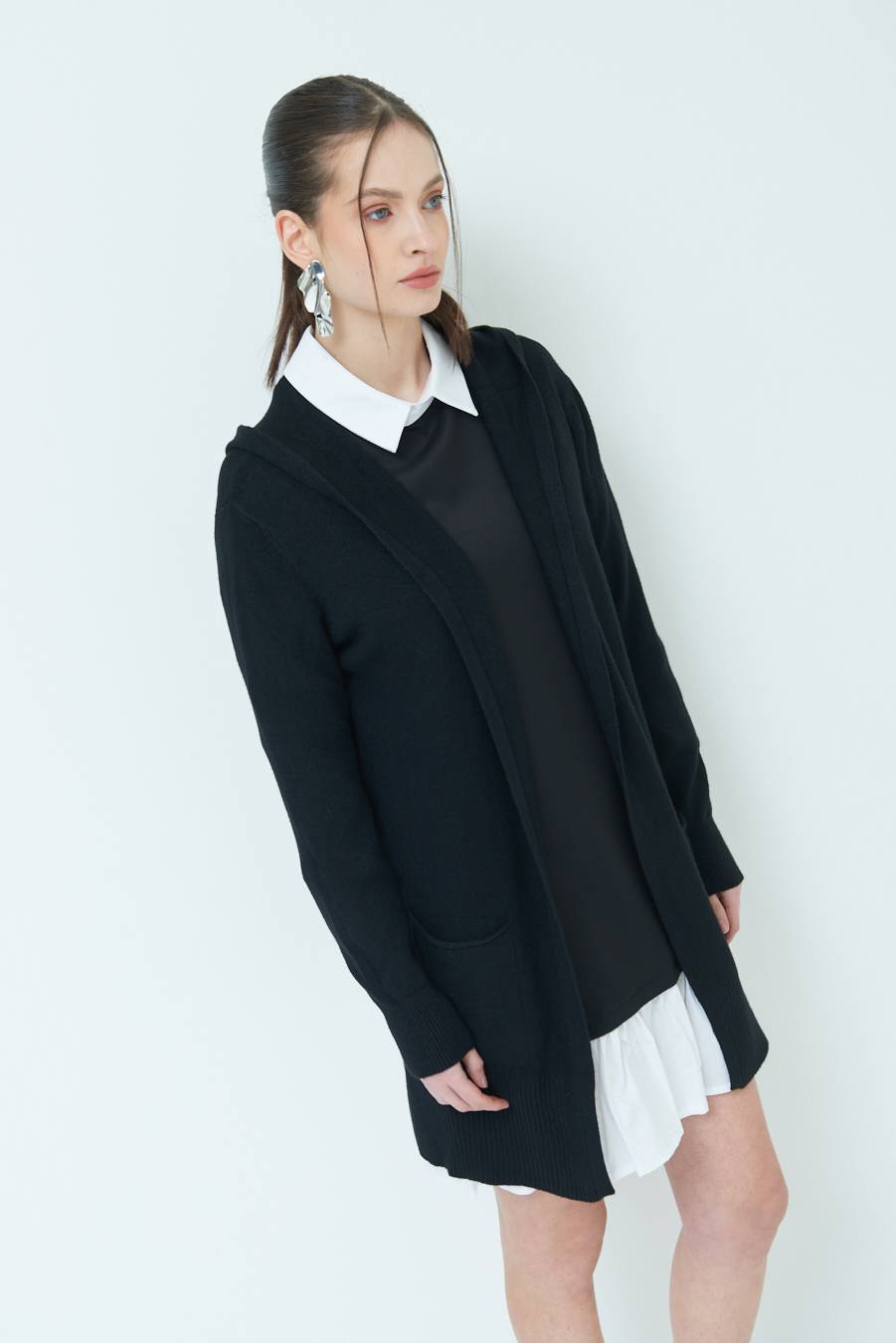 Kikisix CARDIGAN CON DUE TASCHE NERO In Saldo