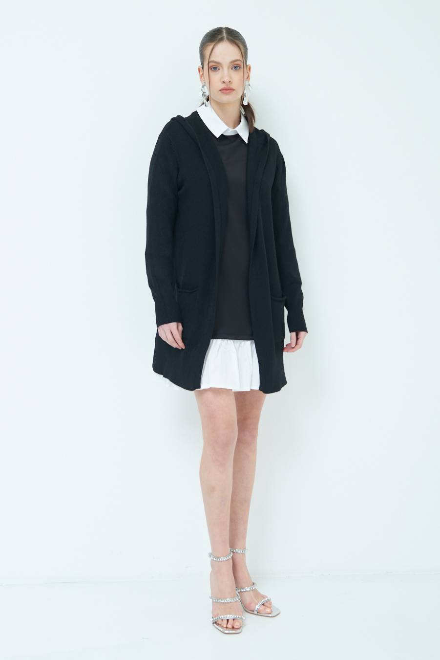 Kikisix CARDIGAN CON DUE TASCHE NERO In Saldo