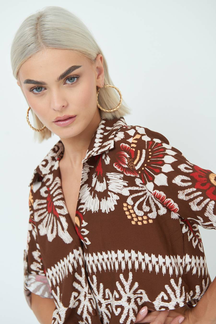 Kikisix CAMICIA CROP BALZA MORO Nuova
