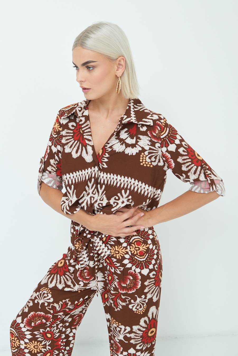 Kikisix CAMICIA CROP BALZA MORO Nuova