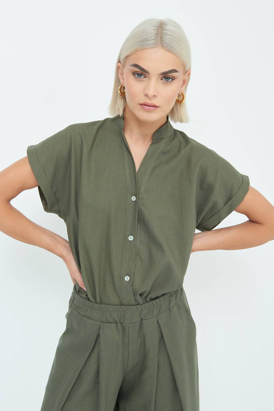 Kikisix CAMICIA MANICA ALETTA VERDE MILITARE Fino al 65% di sconto