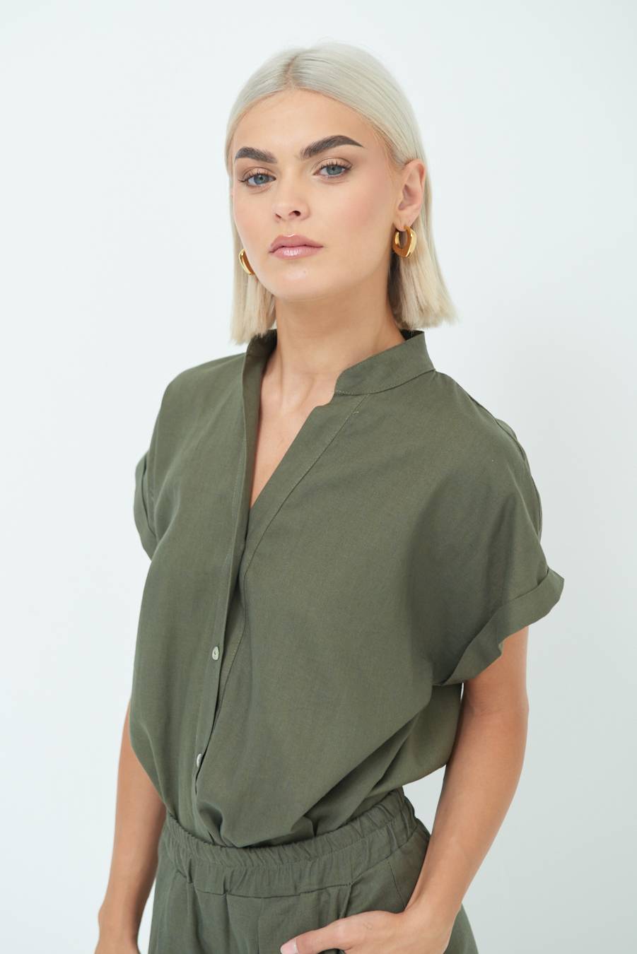 Kikisix CAMICIA MANICA ALETTA VERDE MILITARE Fino al 65% di sconto