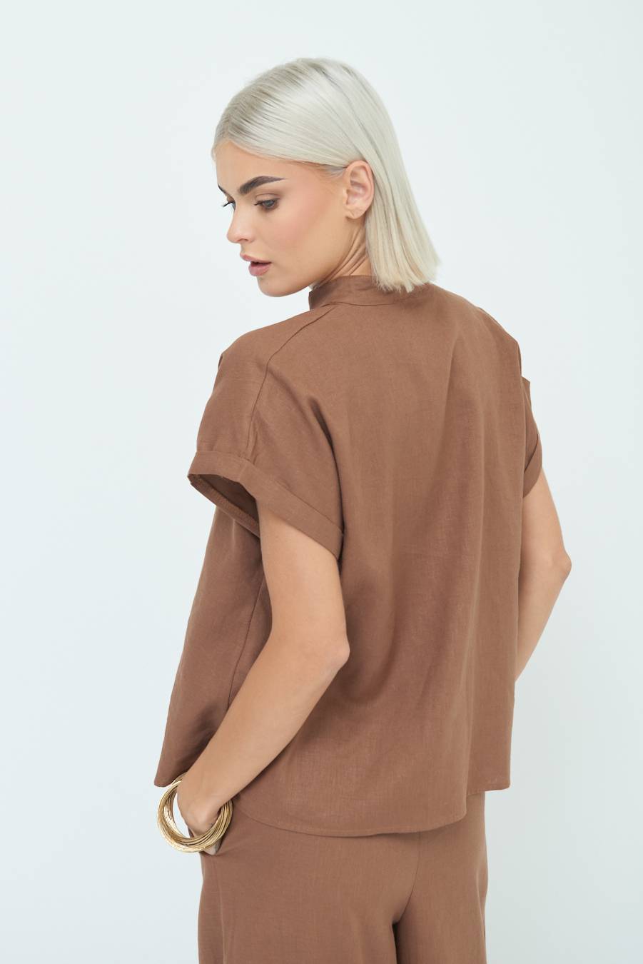 Kikisix CAMICIA MANICA ALETTA CIOCCOLATO In Linea