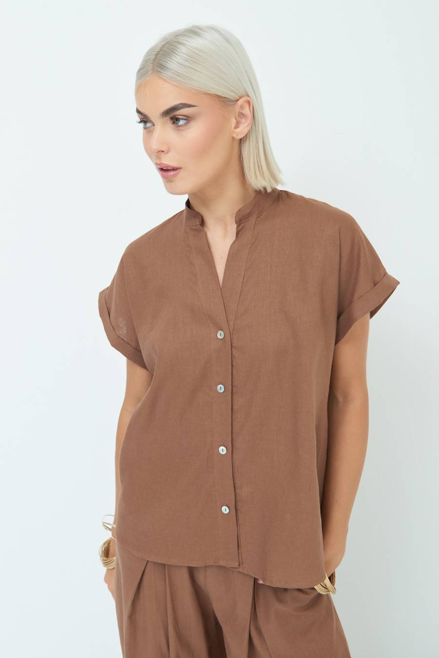 Kikisix CAMICIA MANICA ALETTA CIOCCOLATO In Linea