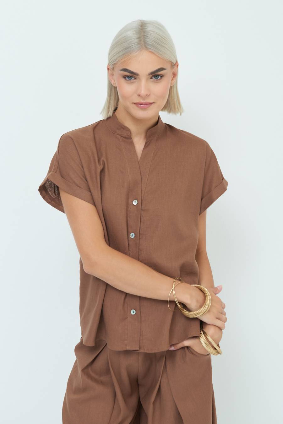 Kikisix CAMICIA MANICA ALETTA CIOCCOLATO In Linea