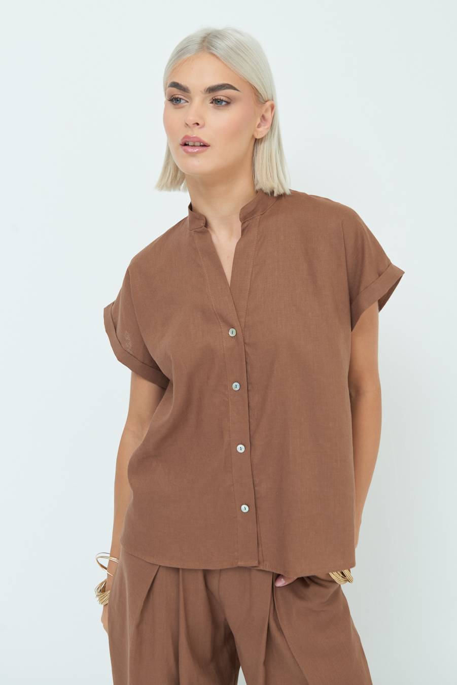Kikisix CAMICIA MANICA ALETTA CIOCCOLATO In Linea