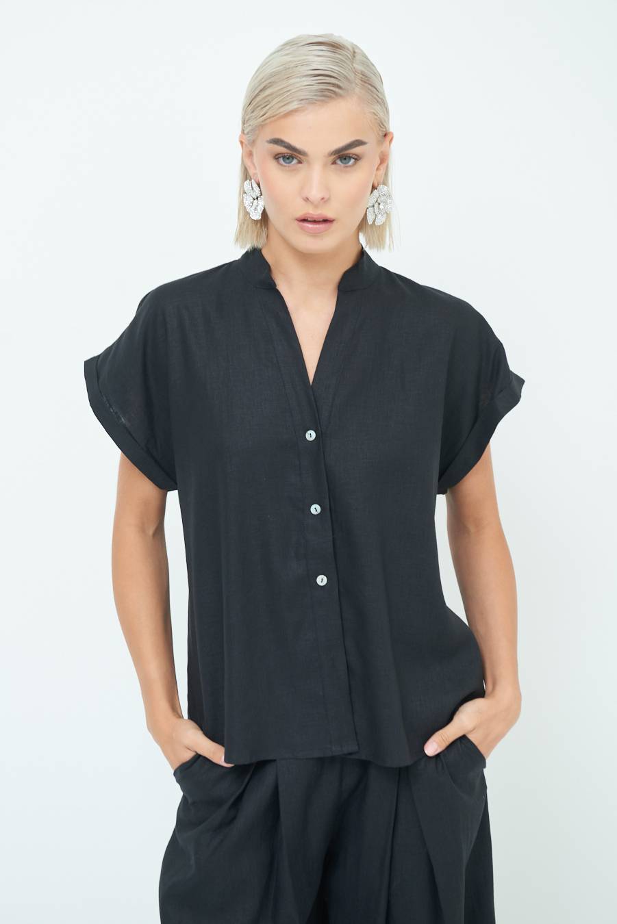 Kikisix CAMICIA MANICA ALETTA NERO Nuovo