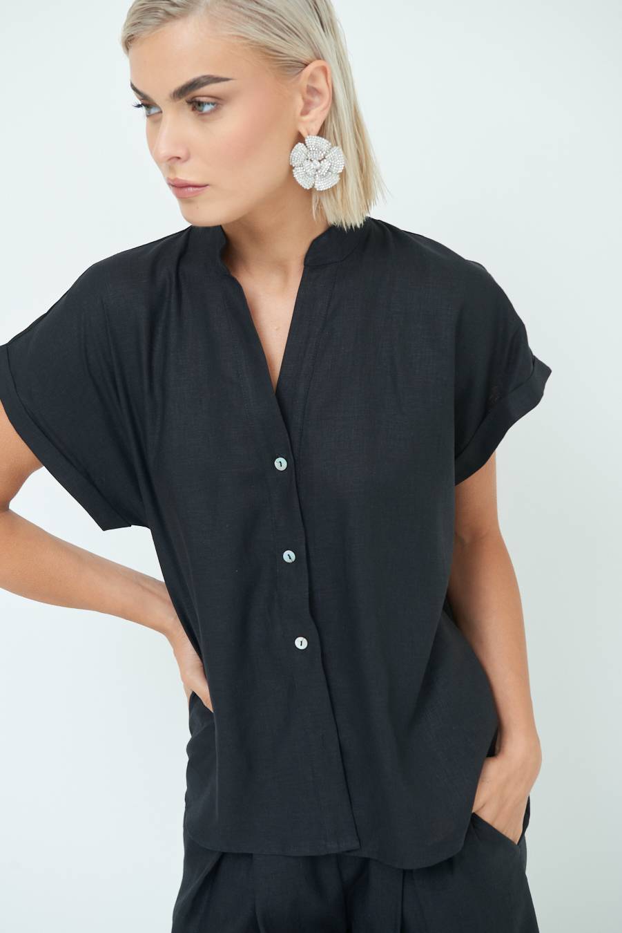 Kikisix CAMICIA MANICA ALETTA NERO Nuovo