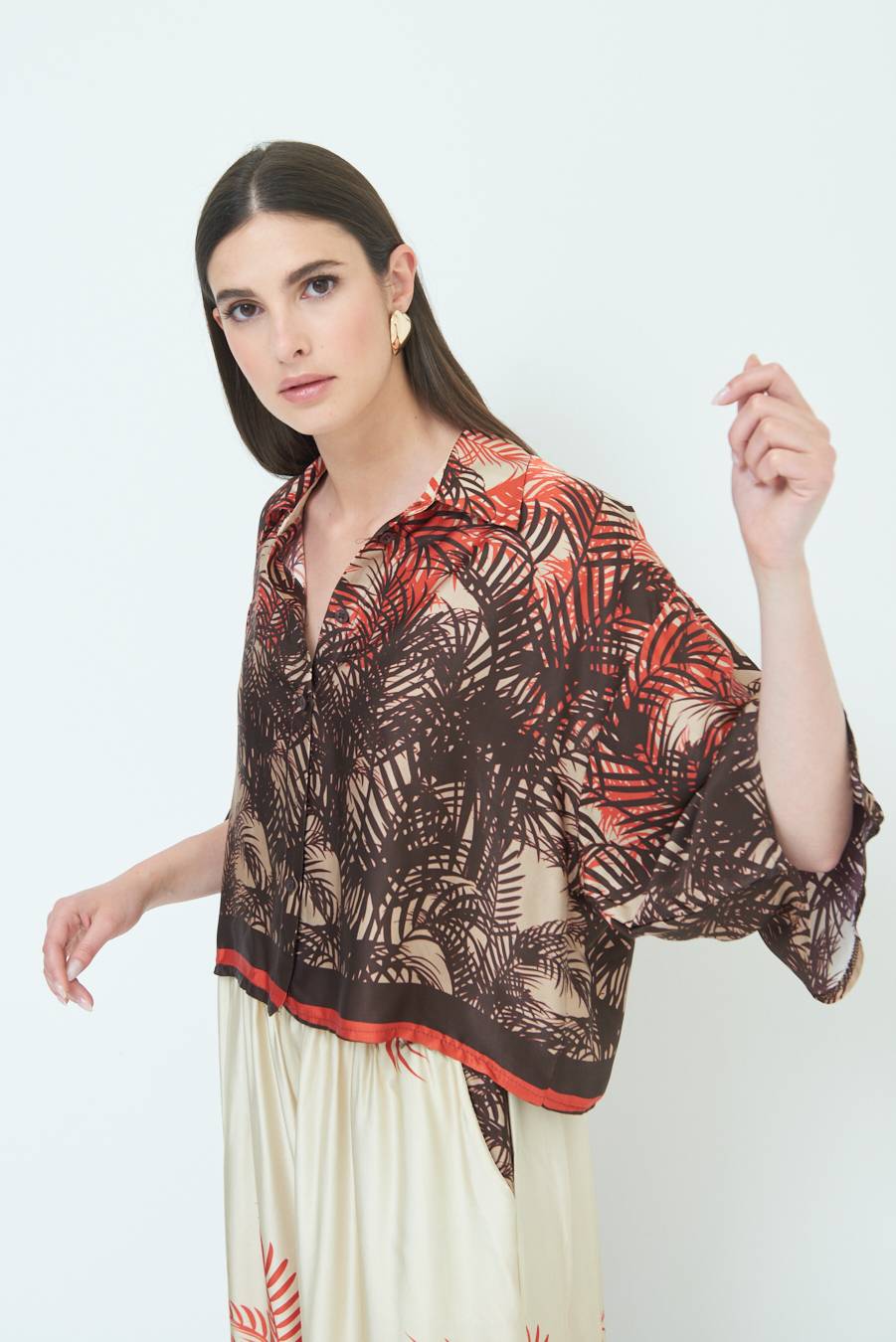 Kikisix CAMICIA FANTASIA BALZA MORO/ARANCIO Promozione