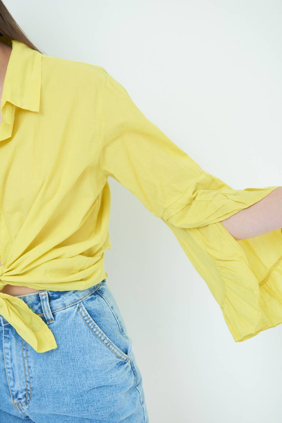 Kikisix CAMICIA MUSSOLA CON NODO LIMONE Spedizione Gratuita