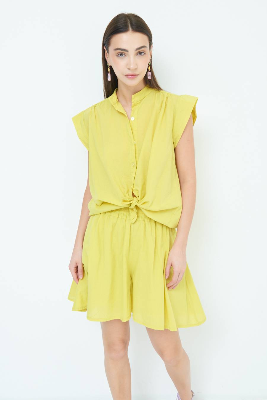 Kikisix CAMICIA SMANICATA CON NODO LIMONE Prezzo Ridotto