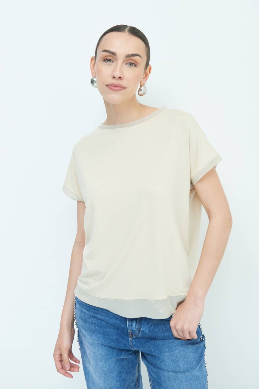Kikisix MAGLIA PROFILO GEORGETTE BEIGE Offerta