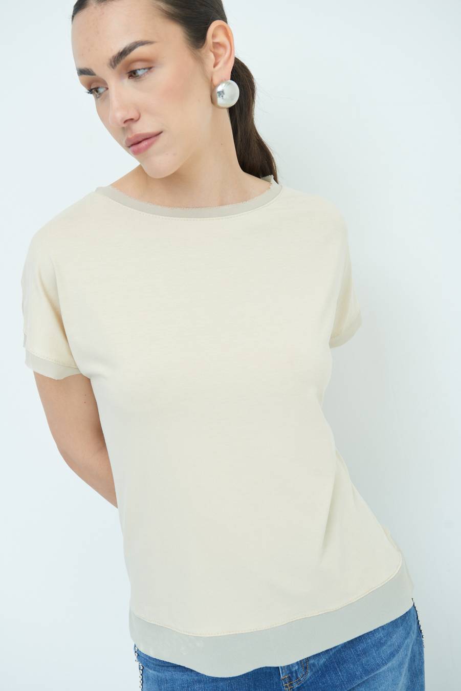 Kikisix MAGLIA PROFILO GEORGETTE BEIGE Offerta
