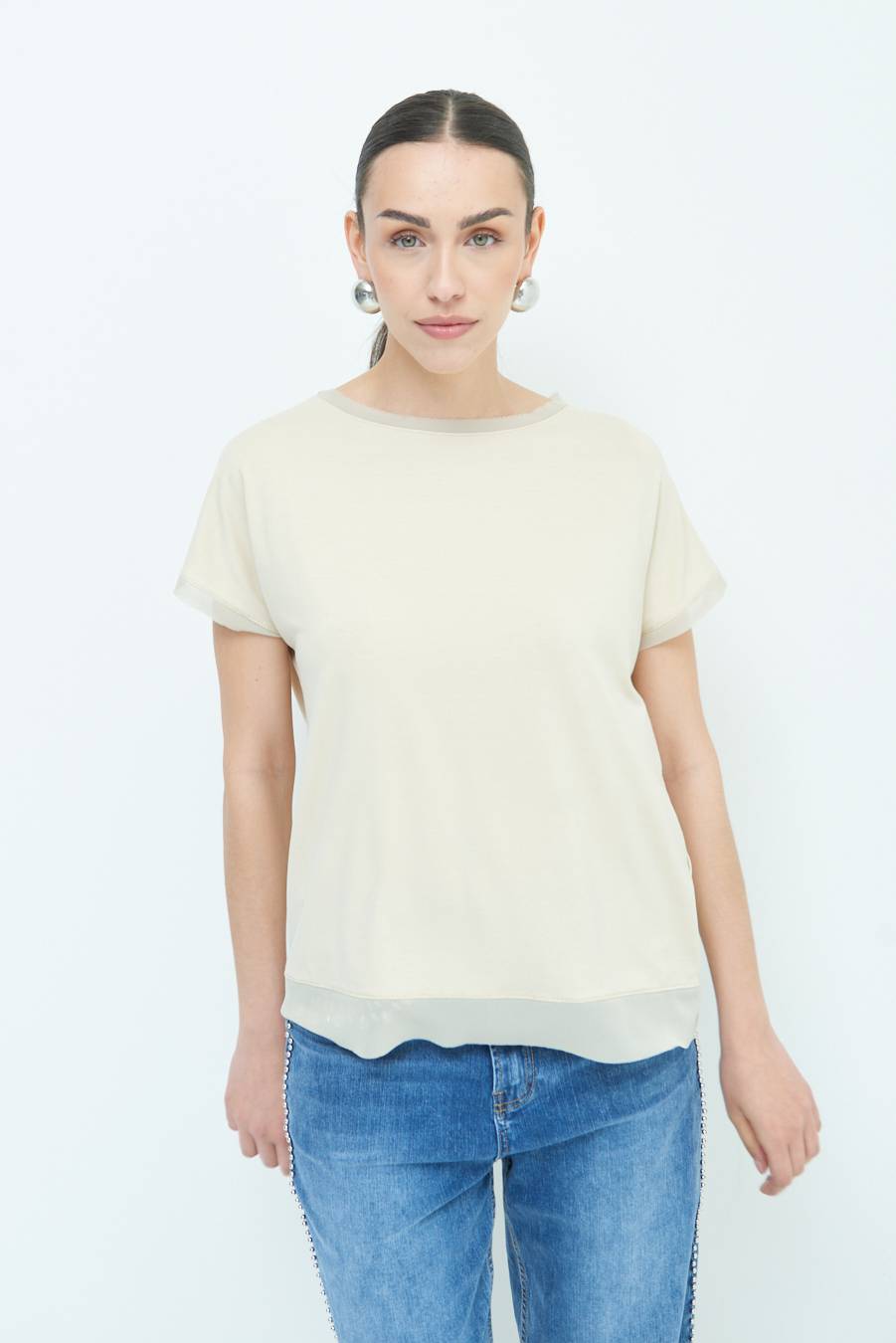 Kikisix MAGLIA PROFILO GEORGETTE BEIGE Offerta