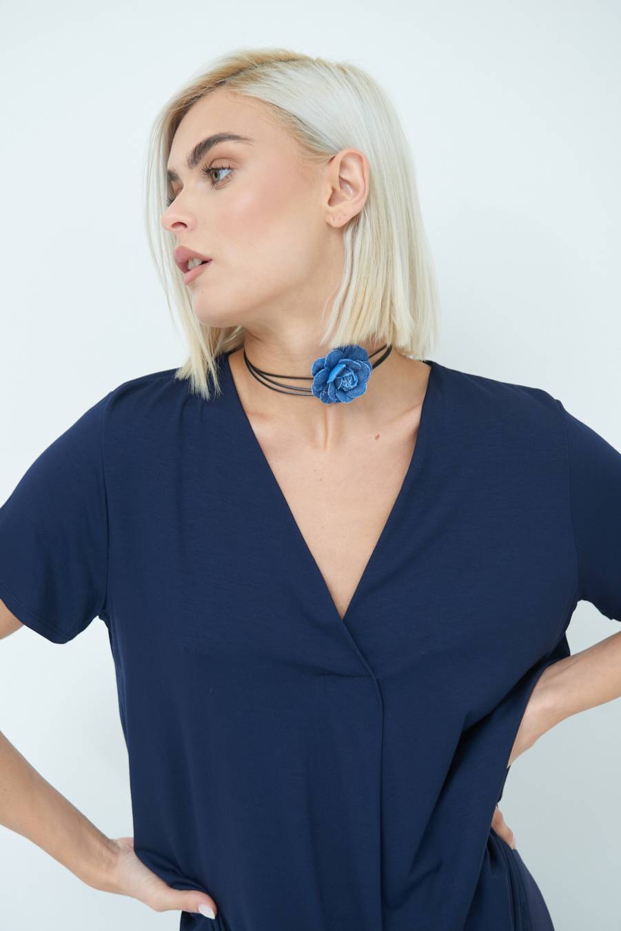 Kikisix MAGLIA VISCOSA MANICA CORTA BLU Online
