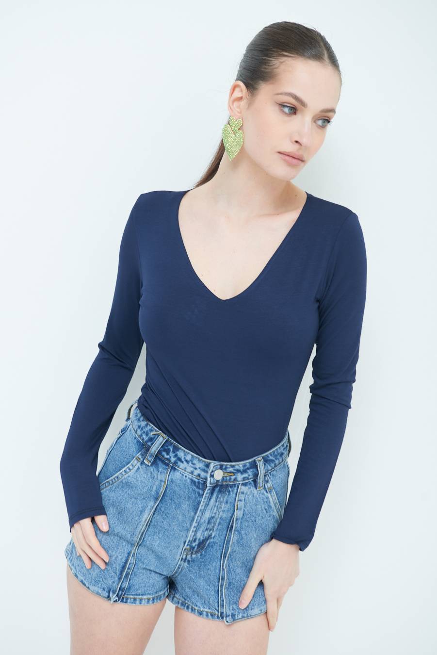 Kikisix BASICO SCOLLO V BLU Saldi