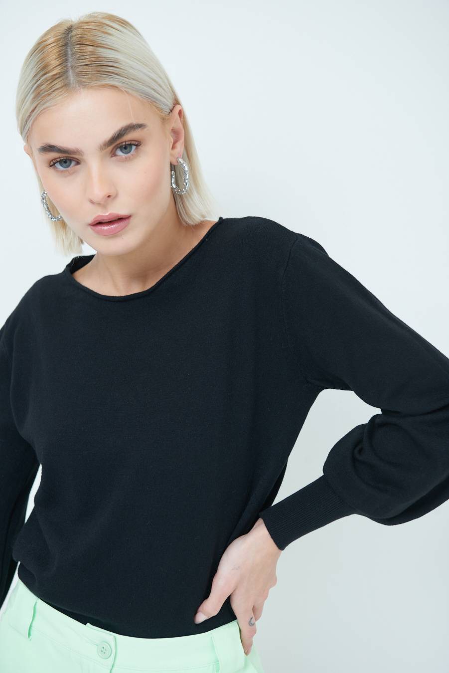 Kikisix MAGLIA REGOLARE SCOLLO BARCA NERO I Più Venduti