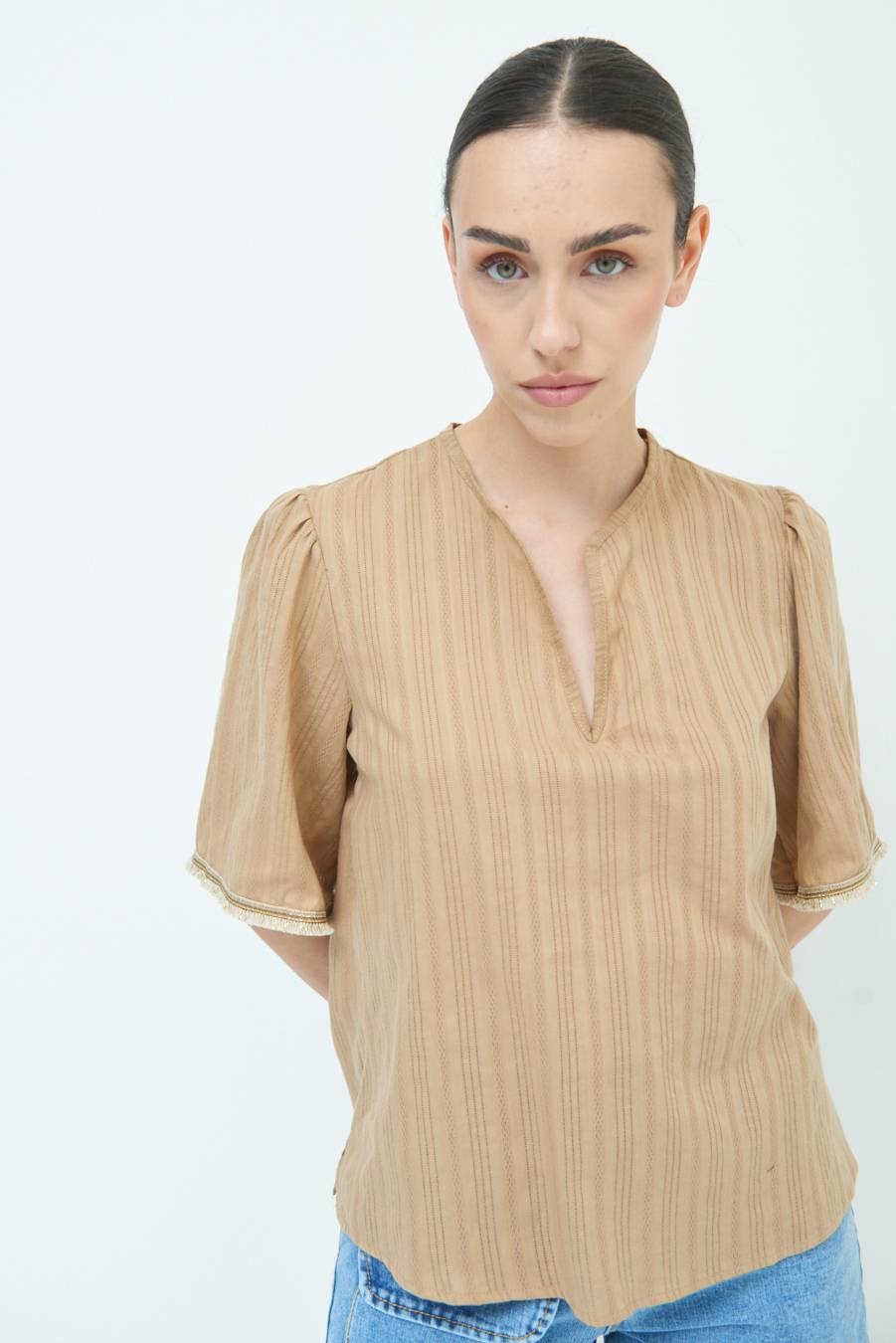 Kikisix CASACCA CON INSERTO ORO TABACCO Nuova