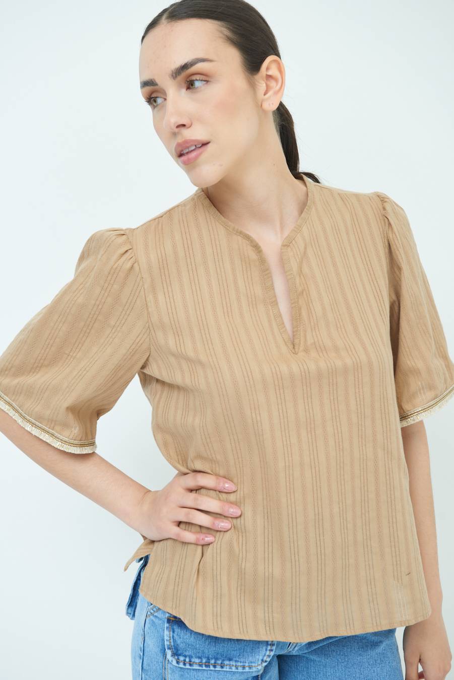 Kikisix CASACCA CON INSERTO ORO TABACCO Nuova