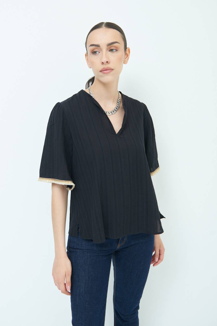 Kikisix CASACCA CON INSERTO ORO NERO Moda