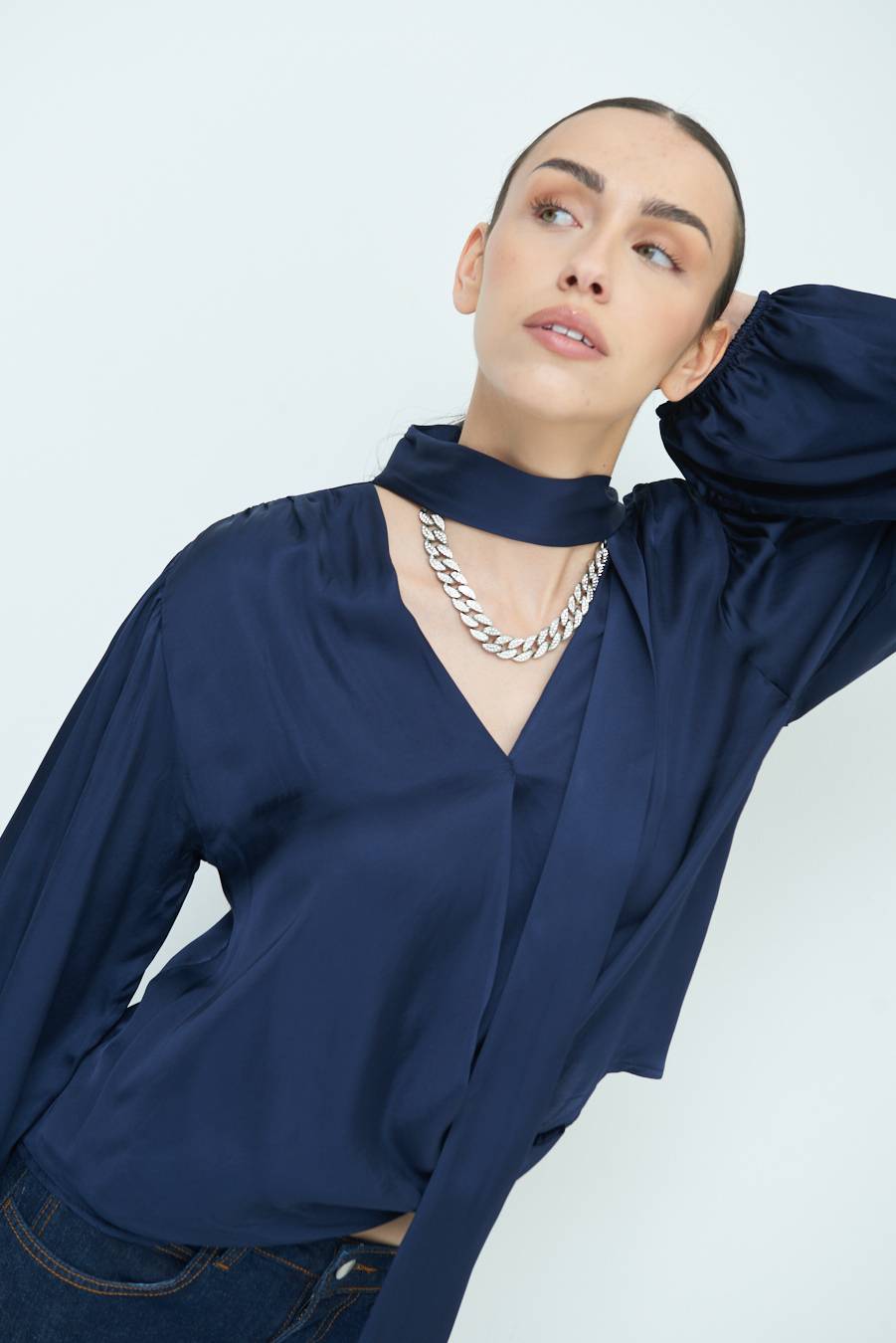 Kikisix CASACCA INCROCIO RASO VISCOSA BLU Qualità