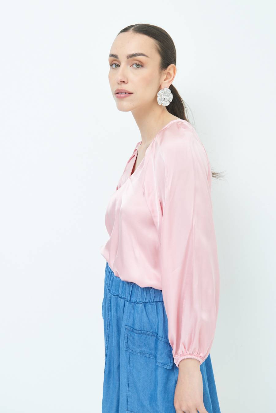 Kikisix CASACCA SCOLLO V RASO VISCOSA ROSA Promozione