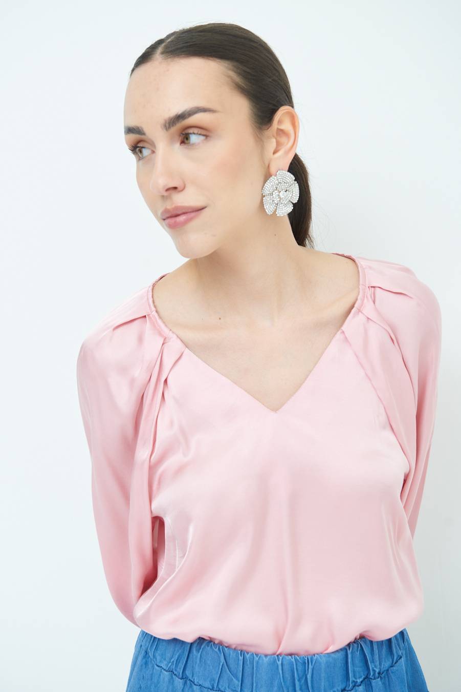 Kikisix CASACCA SCOLLO V RASO VISCOSA ROSA Promozione