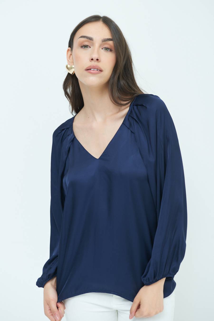 Kikisix CASACCA SCOLLO V RASO VISCOSA BLU Qualità Garantita