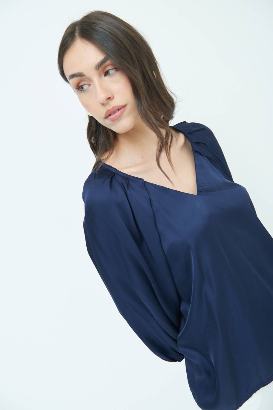 Kikisix CASACCA SCOLLO V RASO VISCOSA BLU Qualità Garantita