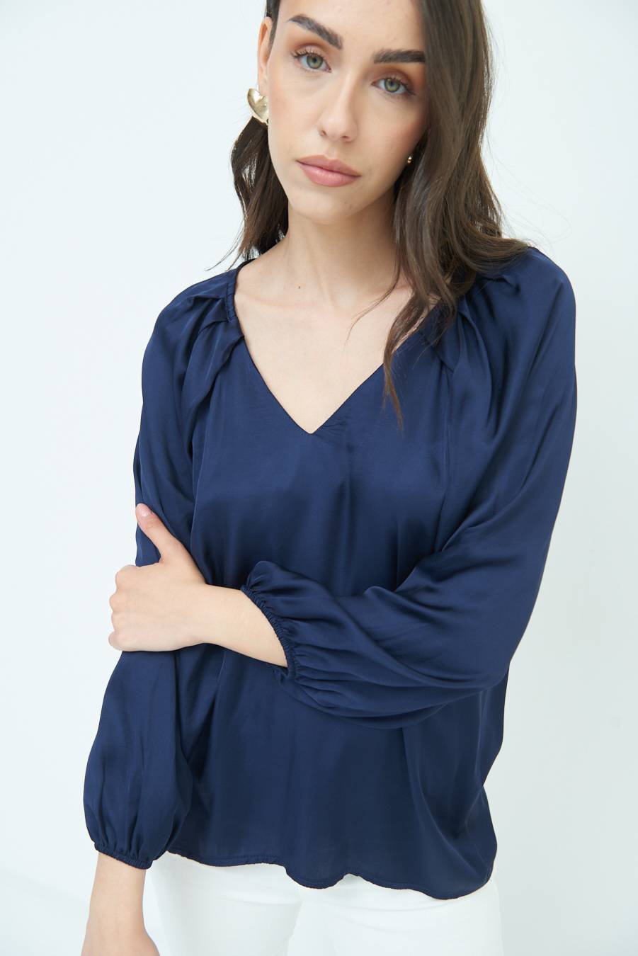 Kikisix CASACCA SCOLLO V RASO VISCOSA BLU Qualità Garantita