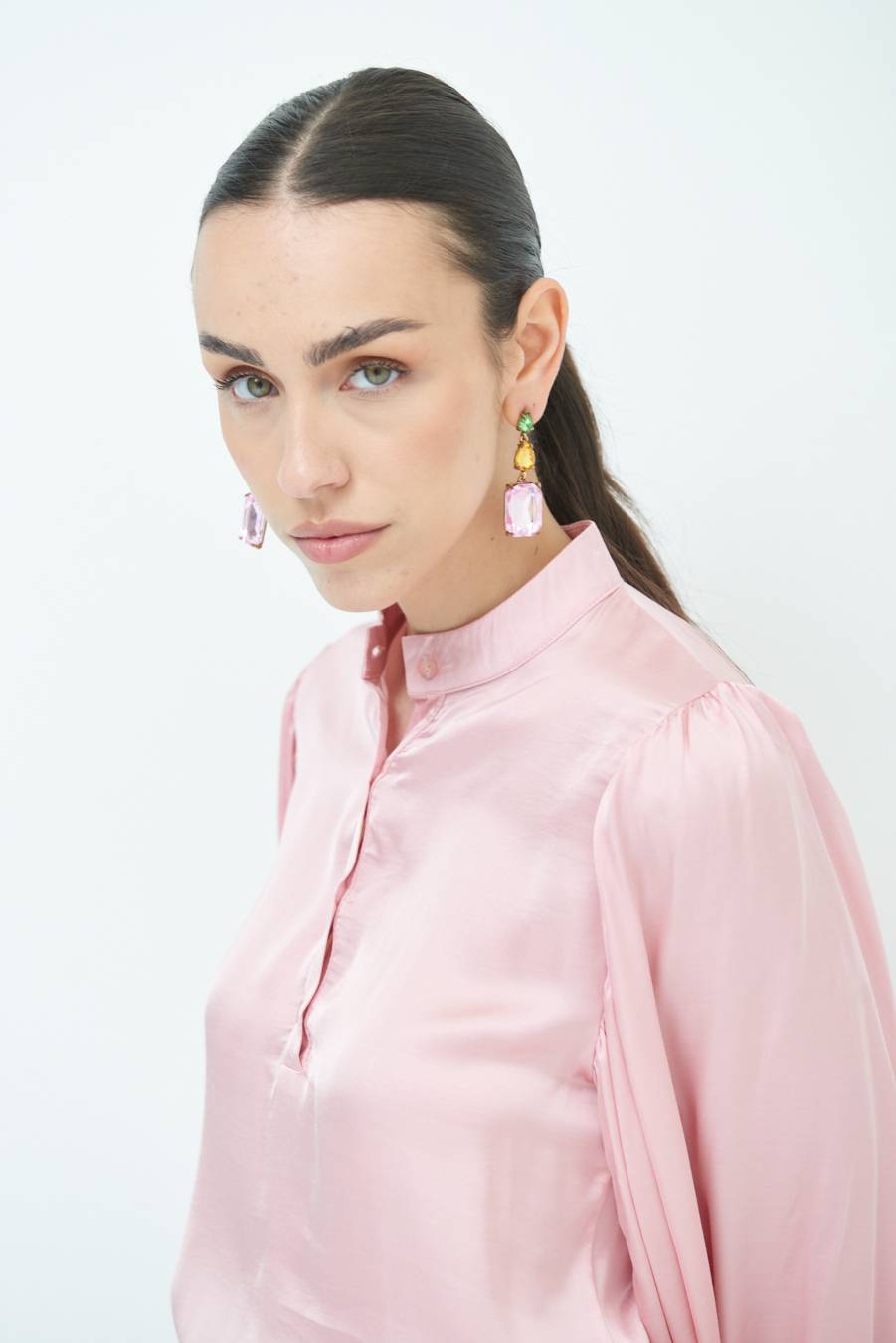 Kikisix CAMICIA POLO RASO VISCOSA ROSA Acquista Ora
