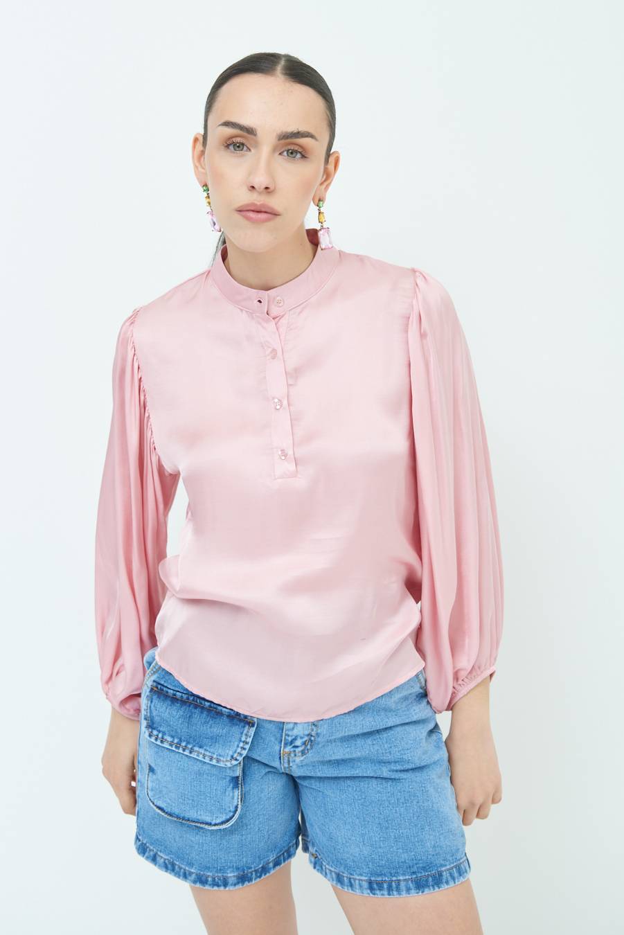 Kikisix CAMICIA POLO RASO VISCOSA ROSA Acquista Ora