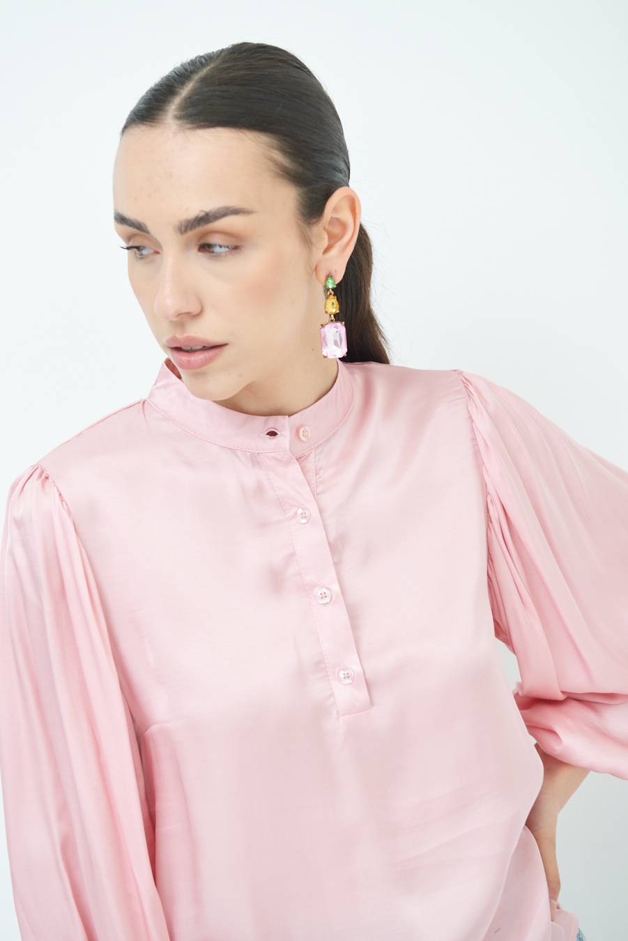 Kikisix CAMICIA POLO RASO VISCOSA ROSA Acquista Ora