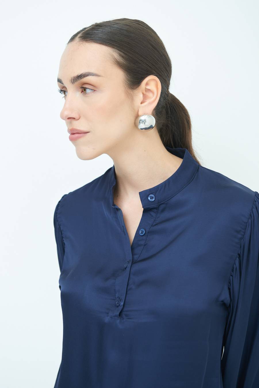 Kikisix CAMICIA POLO RASO VISCOSA BLU Shopping Online