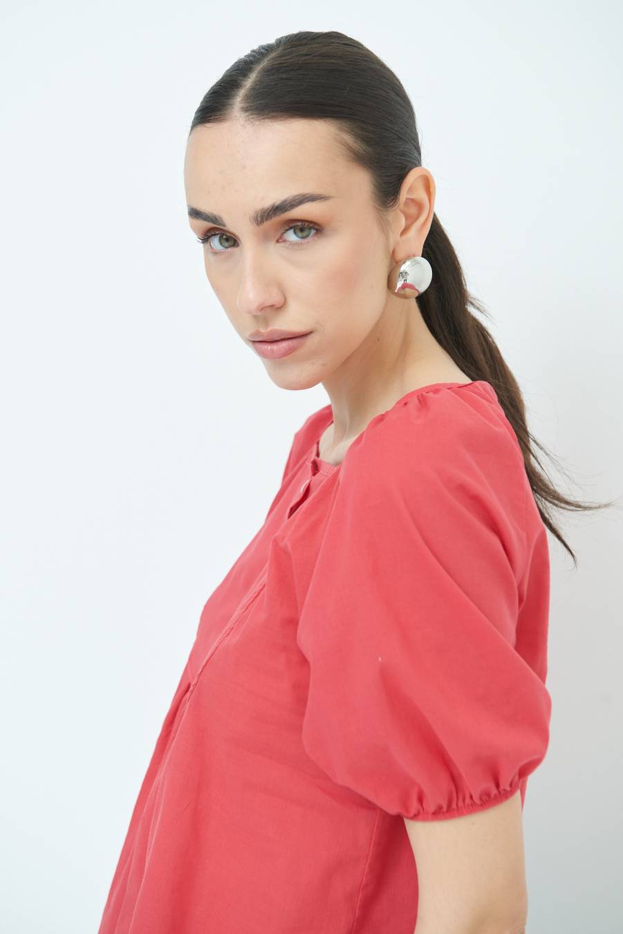 Kikisix CAMICIA CON BOTTONCINI DAV. COTONE ROSSO Affare Del Giorno