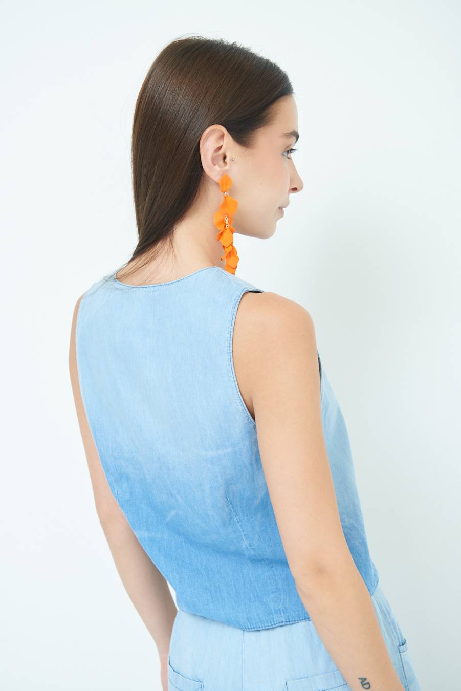 Kikisix GILET CHAMBRAY DEGRADE BLU CHIARO Convenienza