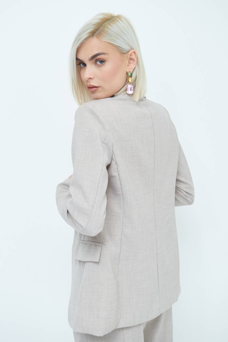 Kikisix GIACCA TESSUTO FIAMMATO BEIGE Vendita Calda
