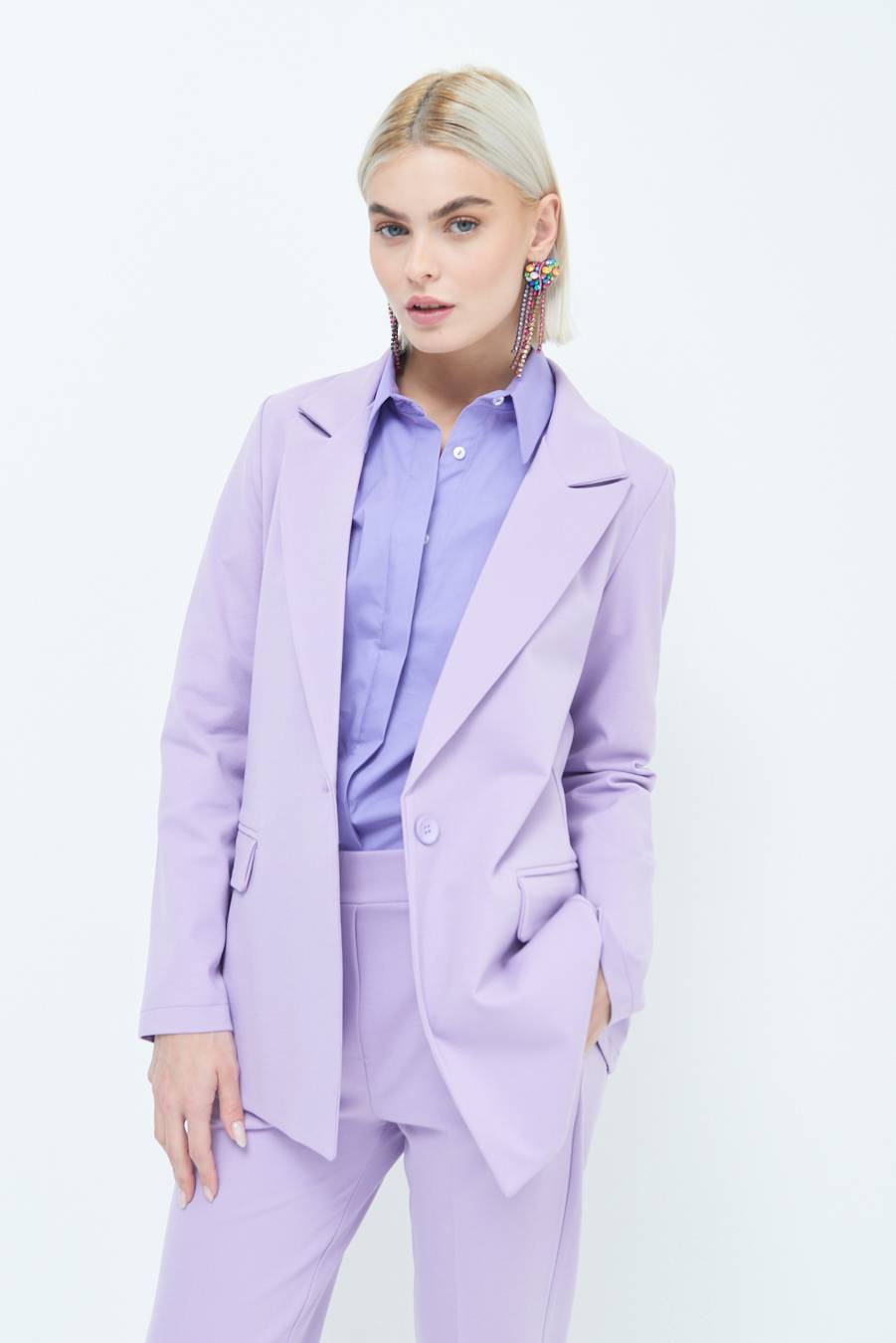 Kikisix GIACCA 1 BOTTONE BASIC LILLA Italy