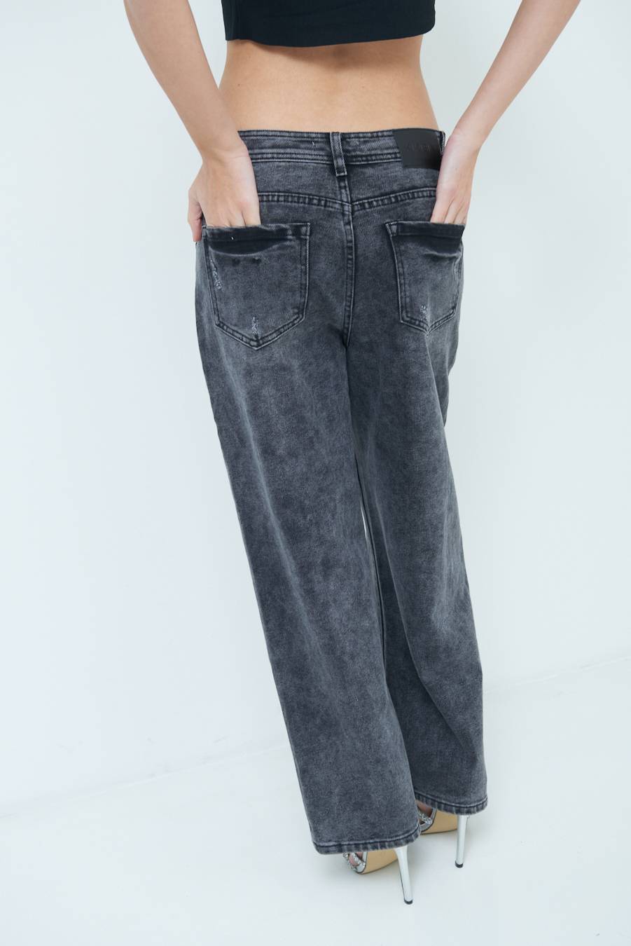 Kikisix JEANS NERO ACCESSORIO TASCA JEANS Nuovo