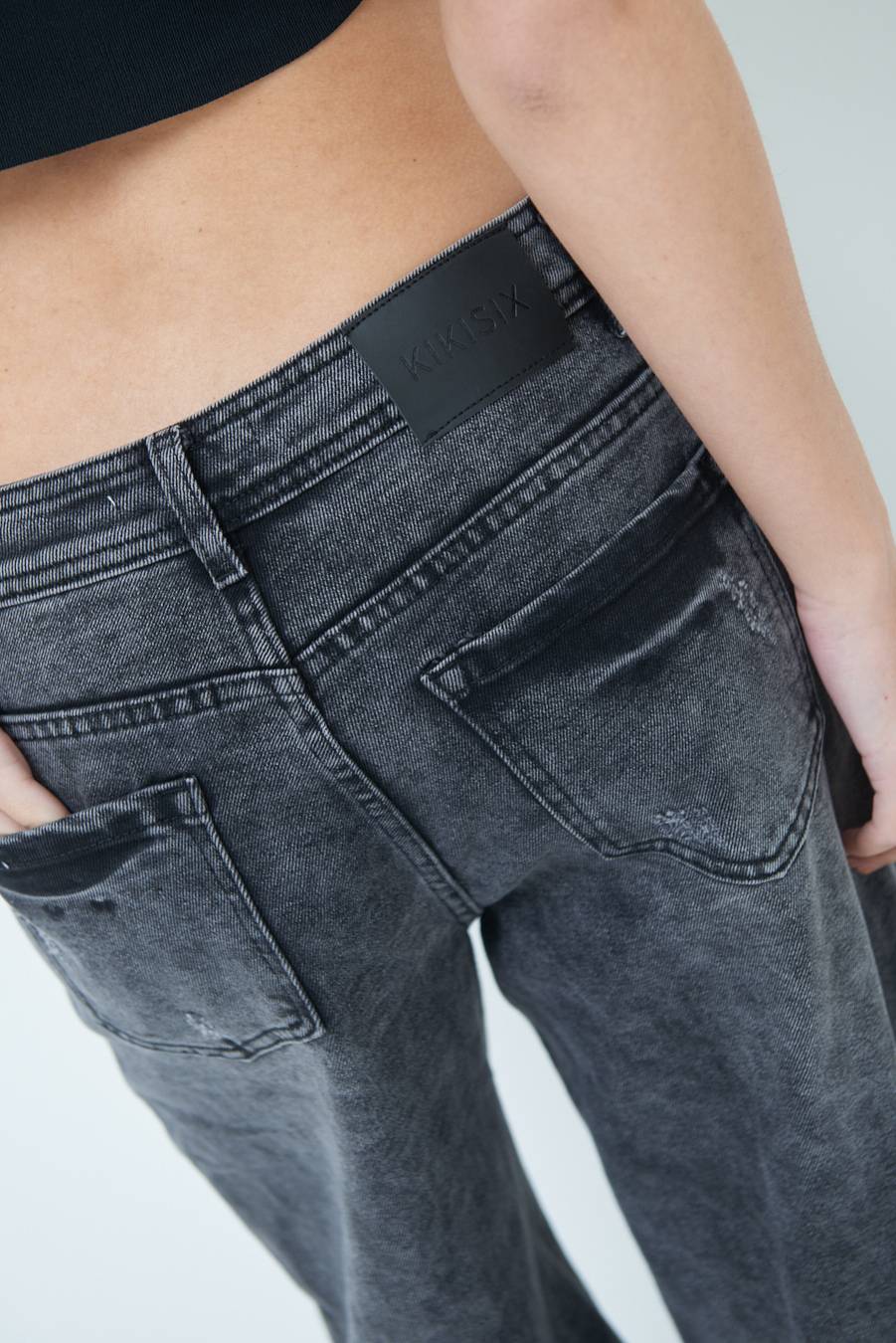 Kikisix JEANS NERO ACCESSORIO TASCA JEANS Nuovo