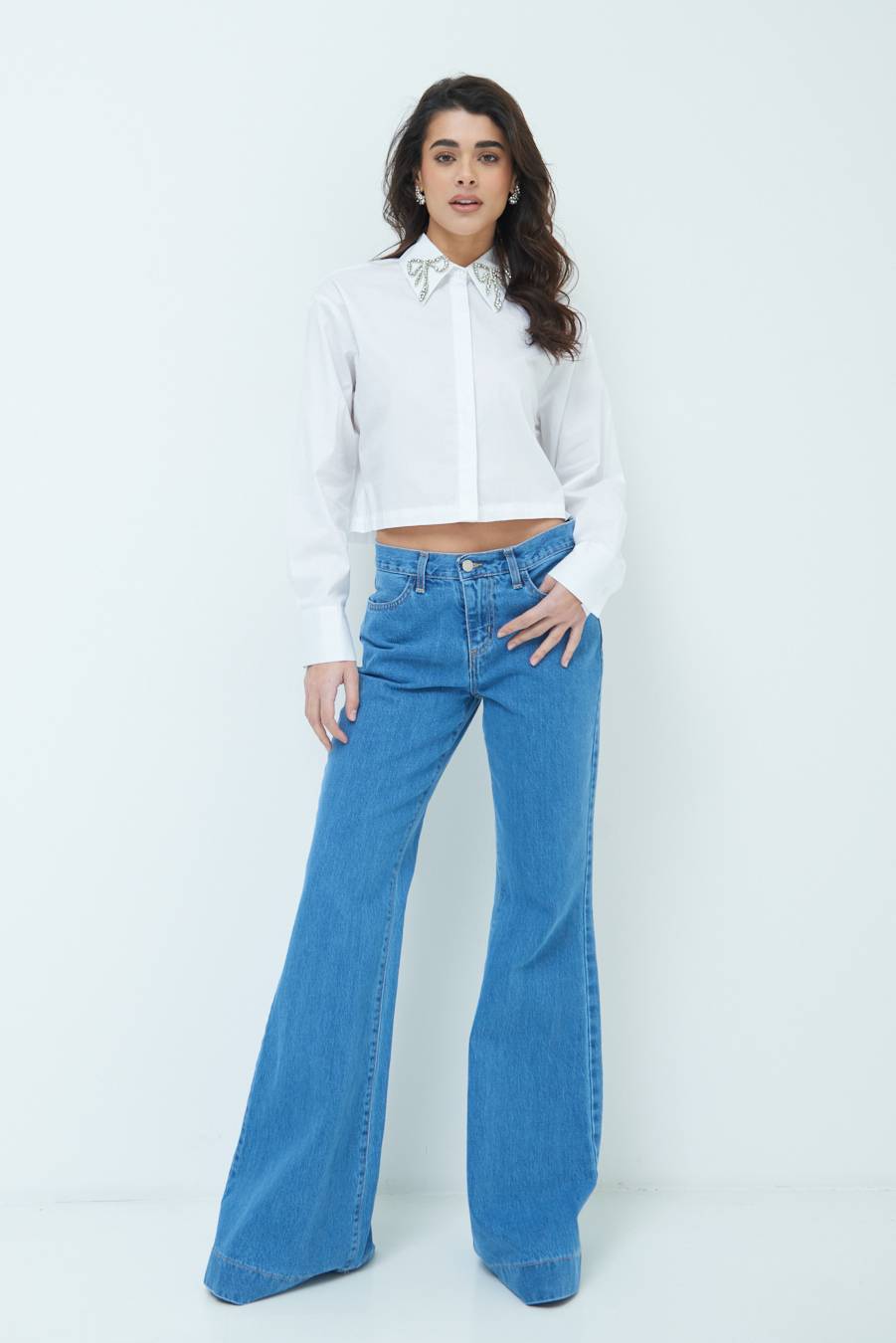 Kikisix PANTALONE ZAMPA CON RIBALTA DOPPIO STONE JEANS Qualità