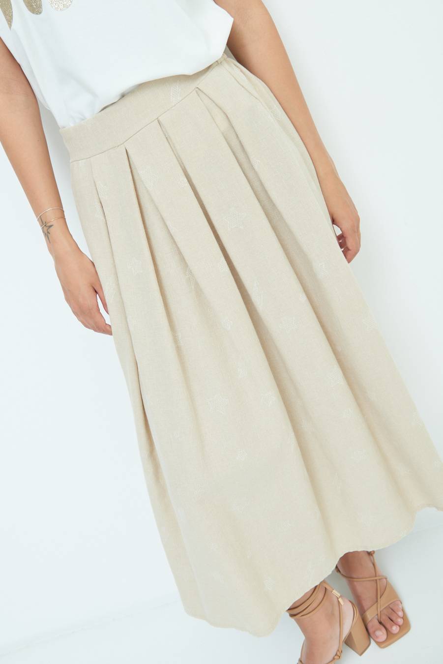 Kikisix GONNA CON STELLE E FULMINI BEIGE Pezzi Unici