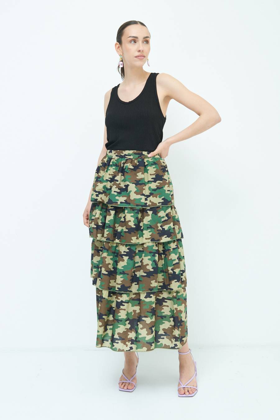 Kikisix GONNA BALZE CAMOUFLAGE VERDE MILITARE Shopping Online